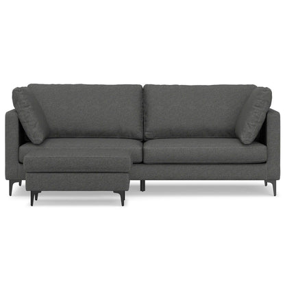 Ava - Mid Century Sofa With Ottoman Set - Dark Gray