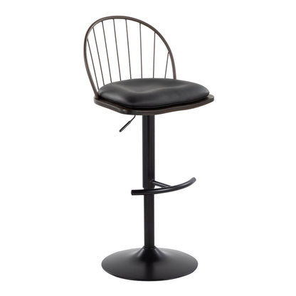 Riley - Farmhouse Adjustable Height Barstool With Swivel With Rounded T Footrest (Set of 2) - Black / Bronze / Dark Walnut / Brown