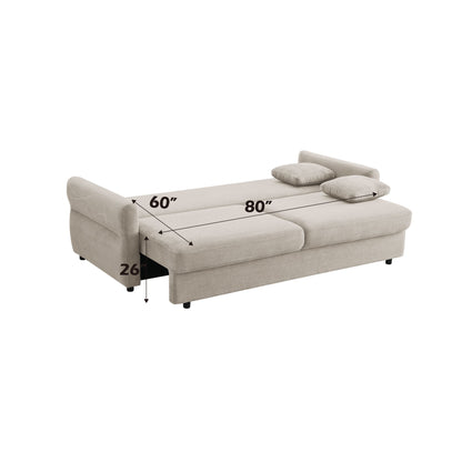Haran - Pull Out Sleeper Sofa With Storage - Beige