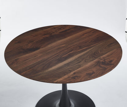 Tulip Table Mid-Century Dining Table For 4 - 6 People With Round MDF Table Top, Pedestal Dining Table, End Table Leisure Coffee Table - Walnut