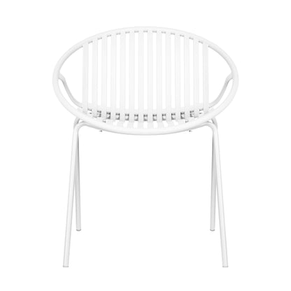 Modern Expandable Outdoor Dining Set With Stackable Chairs - White / Teak