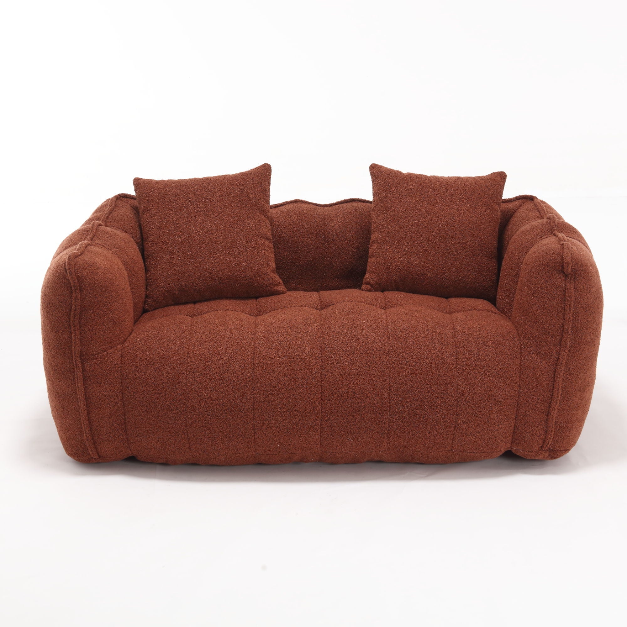 Soft Beanbag Chair With High Resilience Foam Core For Two People, The Comfortable Square Recliner Sofa Is Ideal For Family Members And Friends Engaged In Games, Reading, Watching TV - Red / Brown