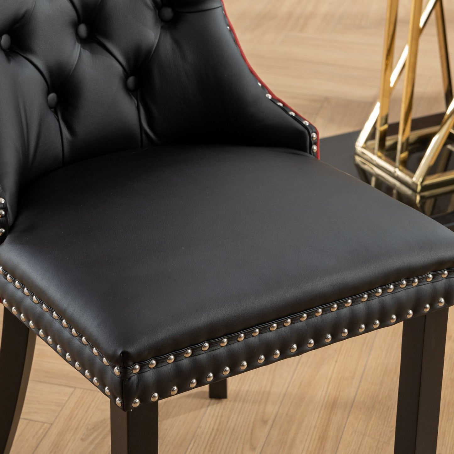 Nikki - Modern, High-End Tufted Solid Wood Contemporary And Velvet Upholstered Dining Chair With Wood Legs Nailhead Trim (Set of 2) - Black / Winered / Burgundy