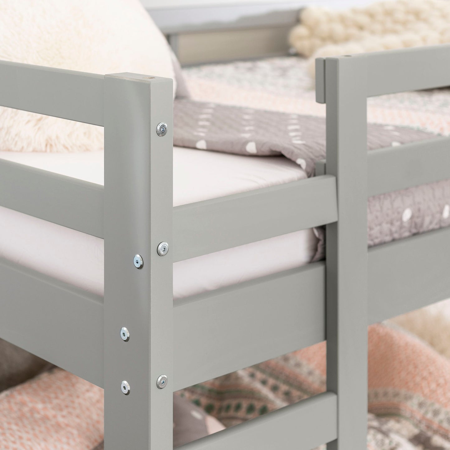 Classic Twin Over Twin Bunk Stackable Bed Frame - Gray
