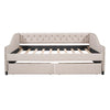 Full Size Upholstered Daybed With Two Drawers, Slat Support - Beige