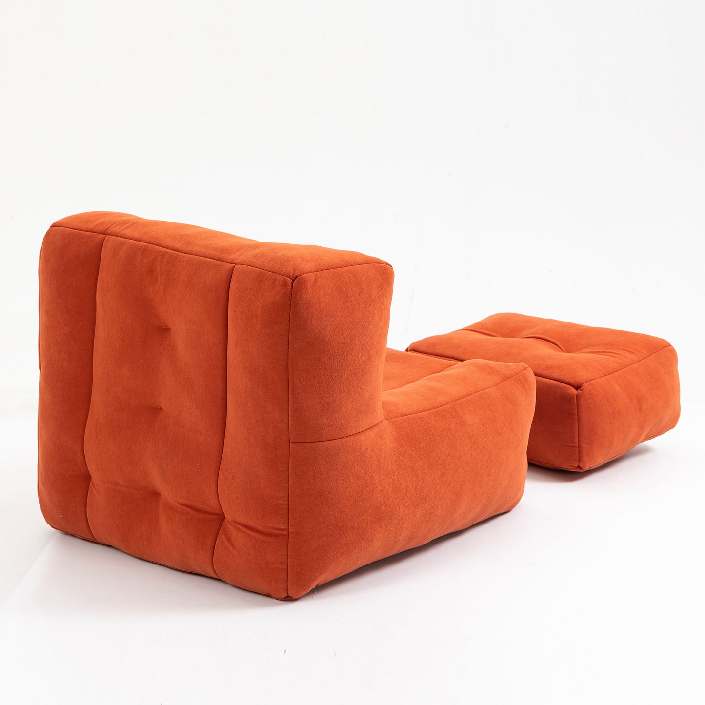 Fluffy Bean Bag Chair, Comfortable Bean Bag For Adults And Children, Super Soft Lazy Sofa Chair With Memory Foam And Ottoman, Indoor Modern Focus Bean Bag Chair For Living Room, Bedroom, Apartment - Red