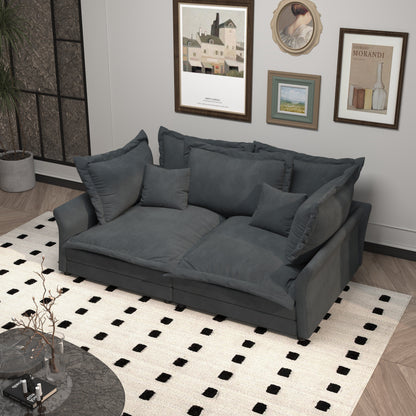 Modern Comfy Upholstered Sofa Cloud Couch, Deep Seat Couches With Multiple Large Soft Pillows, Convertible Deep Seat Chaise Langue For Living Room - Gray