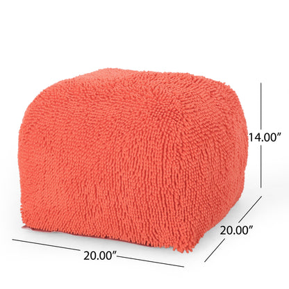Spongy - Microfiber Square Pouf With Cozy Texture - Coral