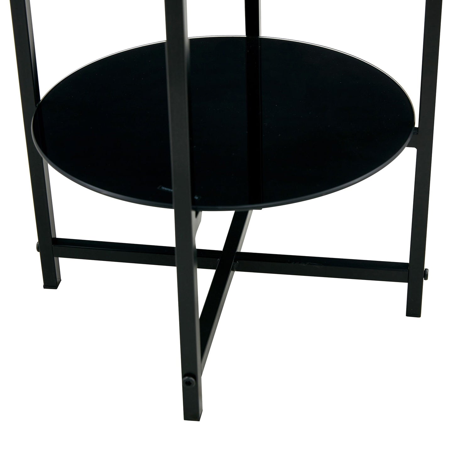 Tempered Glass End Table (Set of 2), Round Coffee Table For Bedroom Living Room Office - Black