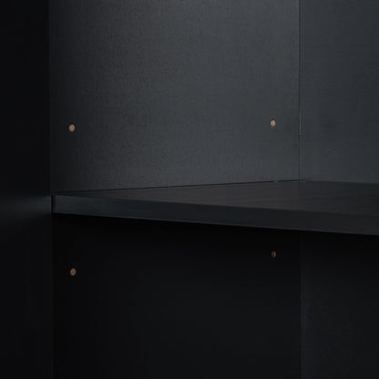 Stylish Bathroom Storage Cabinet With 2 Laundry Baskets And Drawer - Black