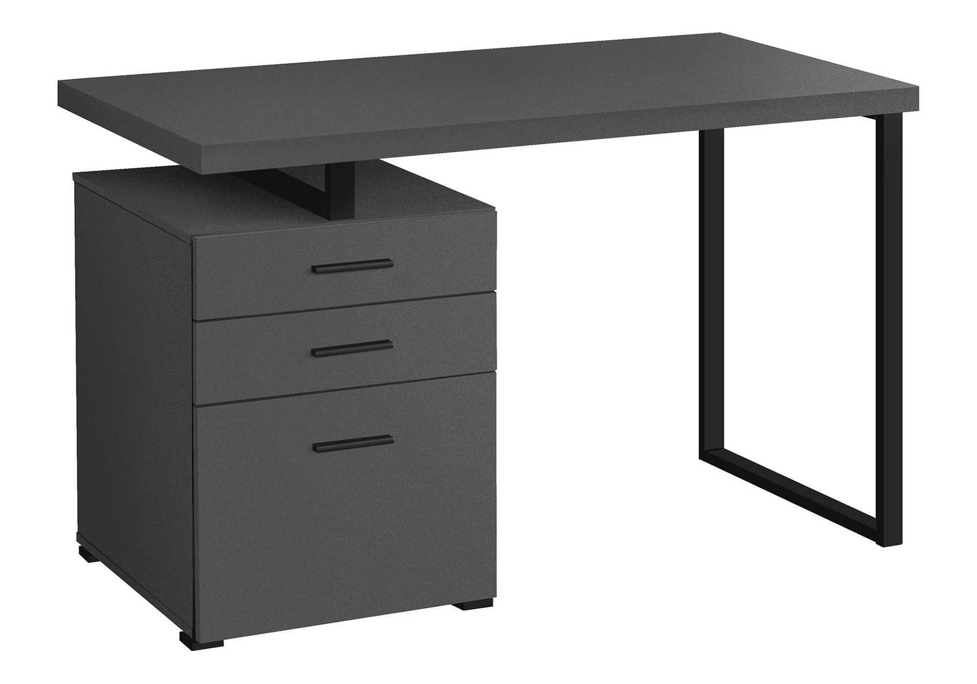Computer Desk For Home Office, Laptop, Left, Right Set - Up, Storage Drawers, Contemporary / Modern - Gray