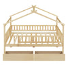 Full Size House Bed With 2 Drawers - Natural