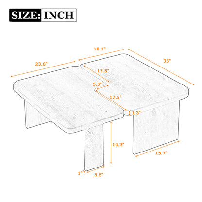 Modern Minimalist Coffee Table Set, Rectangle Coffee Table With Splicing Design, Multifunctional Combination Table For Living Room - Natural