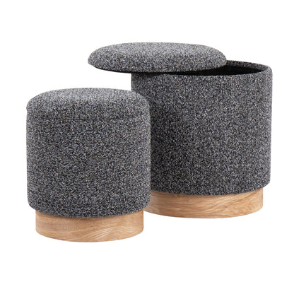 Marla - Contemporary Nesting Ottoman Set - Natural / Black