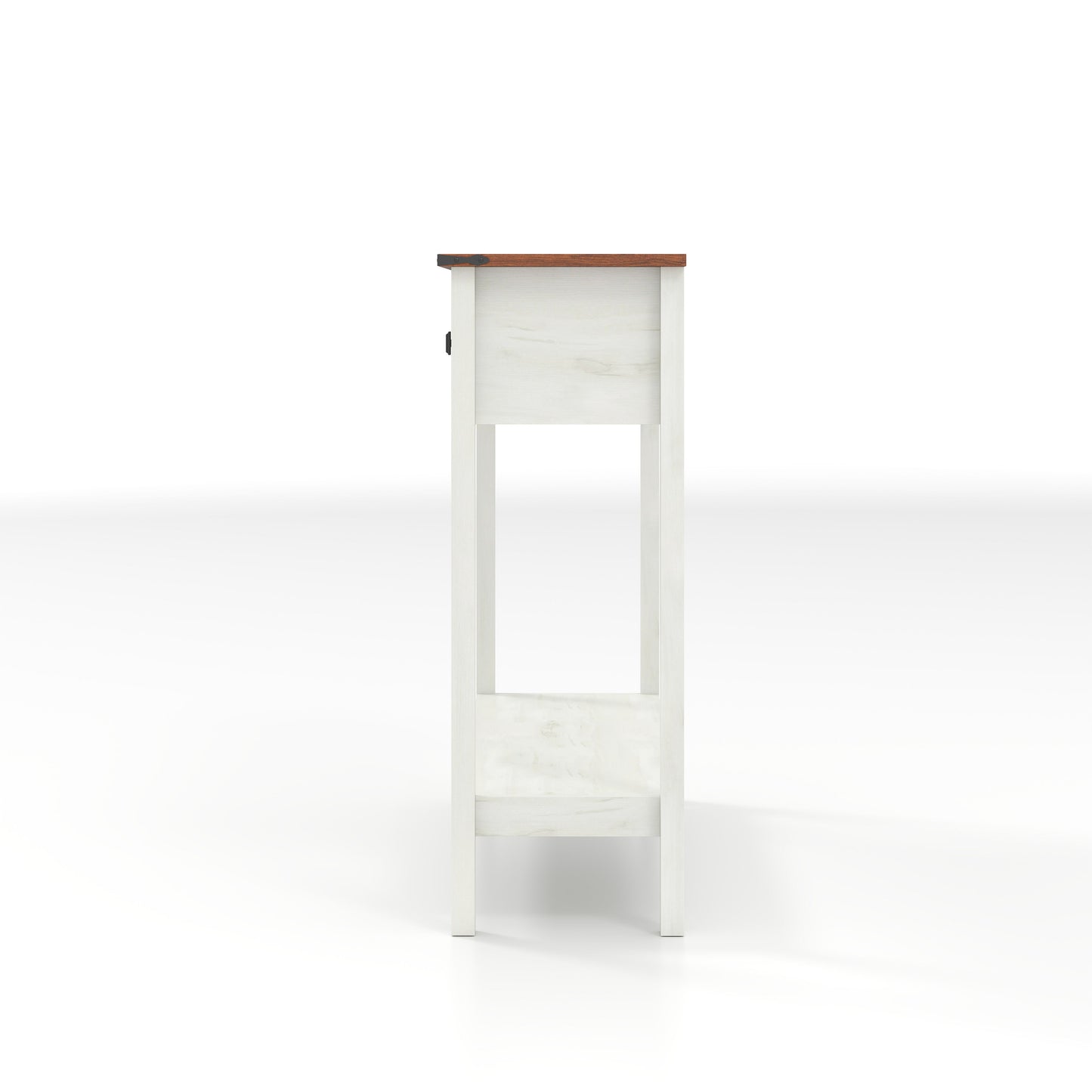 Farmhouse Style Console Table With 2 Drawers And Bottom Storage Shelf - Antique White