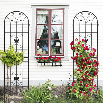 4 Pack Garden Metal Trellis Rustproof Trellis For Climbing Plants Outdoor Flower Support - Black
