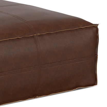 Brody - Large Square Coffee Table Pouf - Distressed Dark Brown