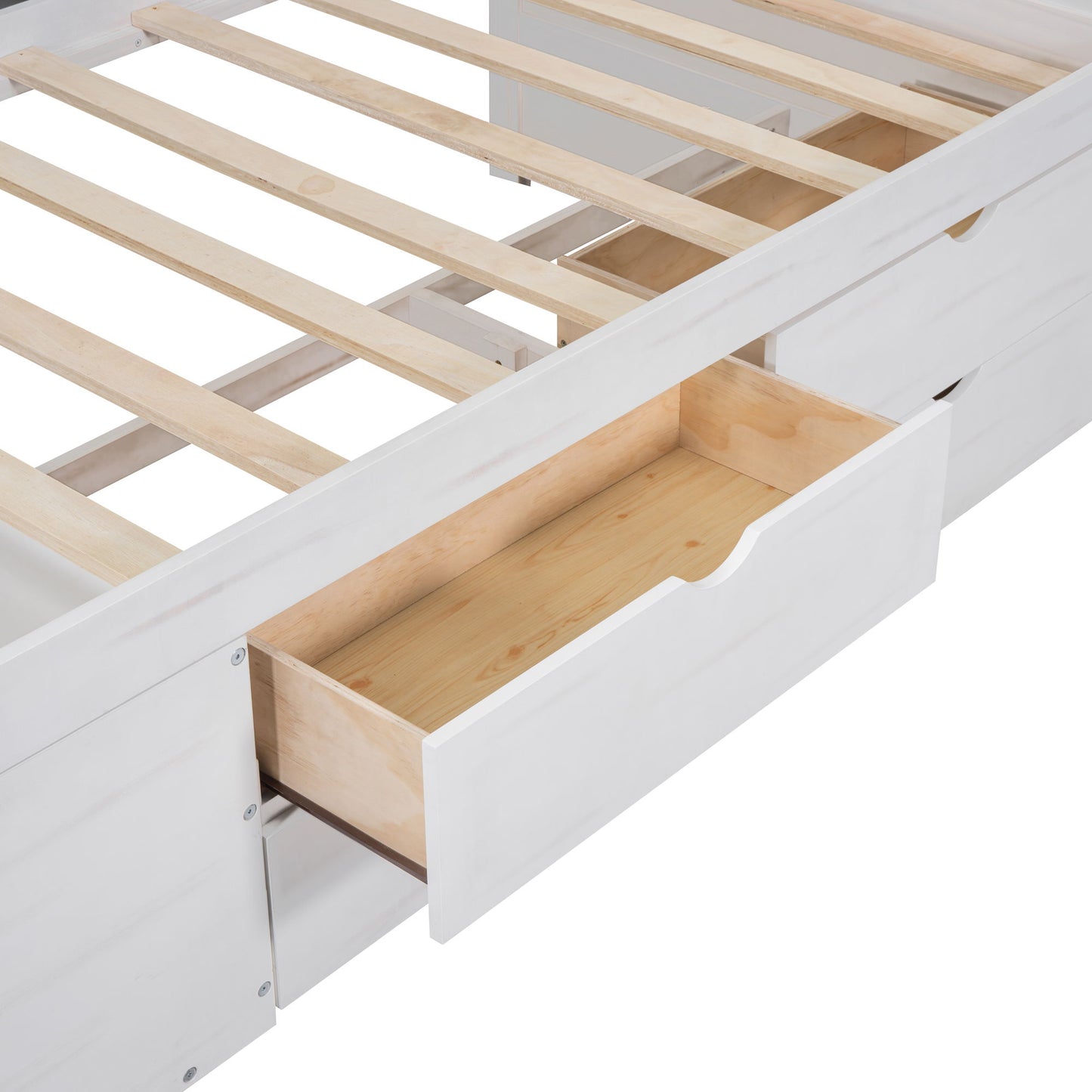 Twin Size Daybed With Drawers And Shelves - White