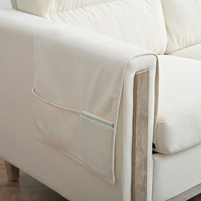 Comfortable Solid Wood Three-Seater Sofa, Soft Cushions, Durable And Long-Lasting, Sofa Couch For Living Room - Beige