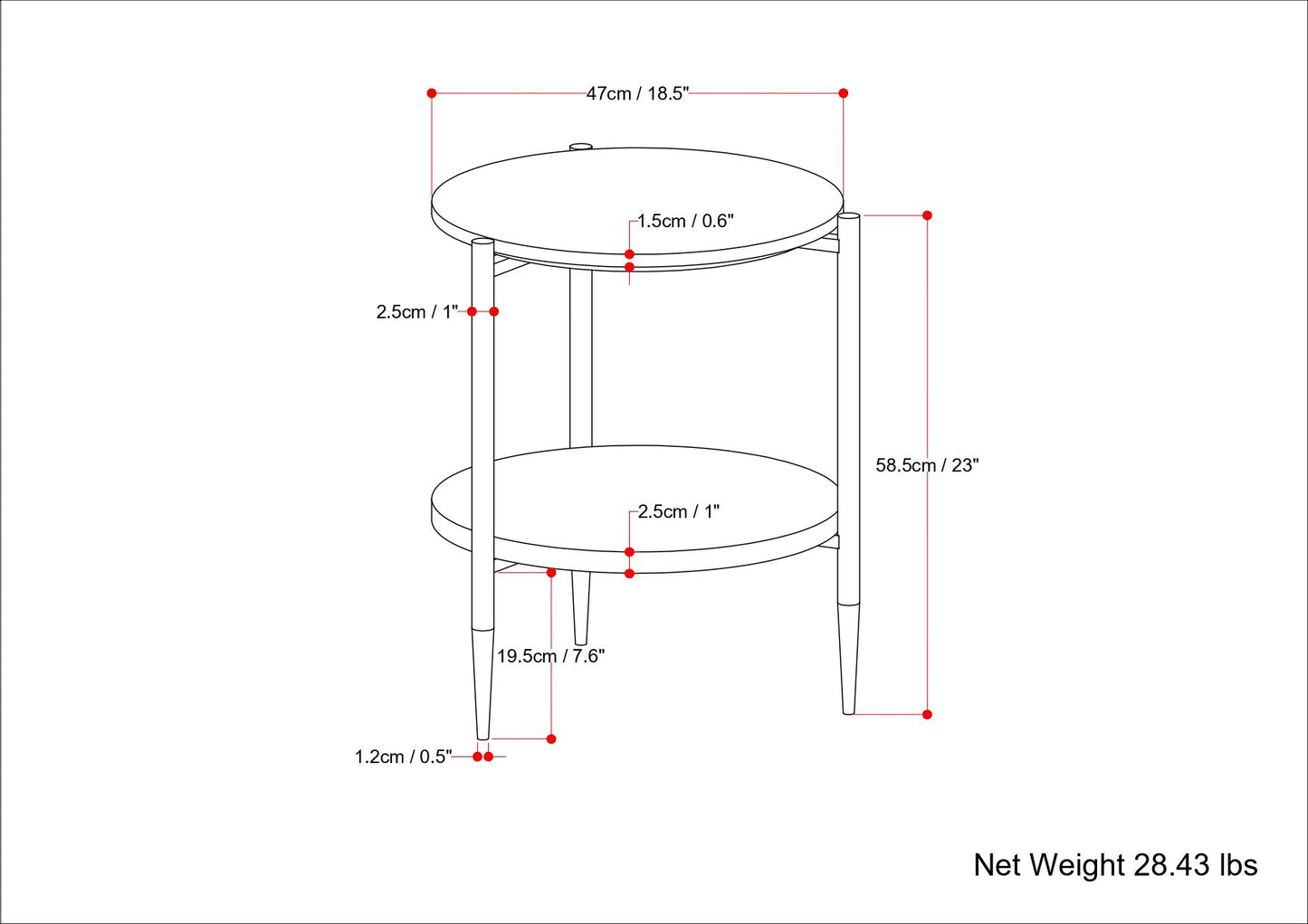 Wagner - Round Marble & Wood Side Table - White / Natural