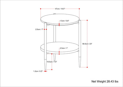 Wagner - Round Marble & Wood Side Table - White / Natural
