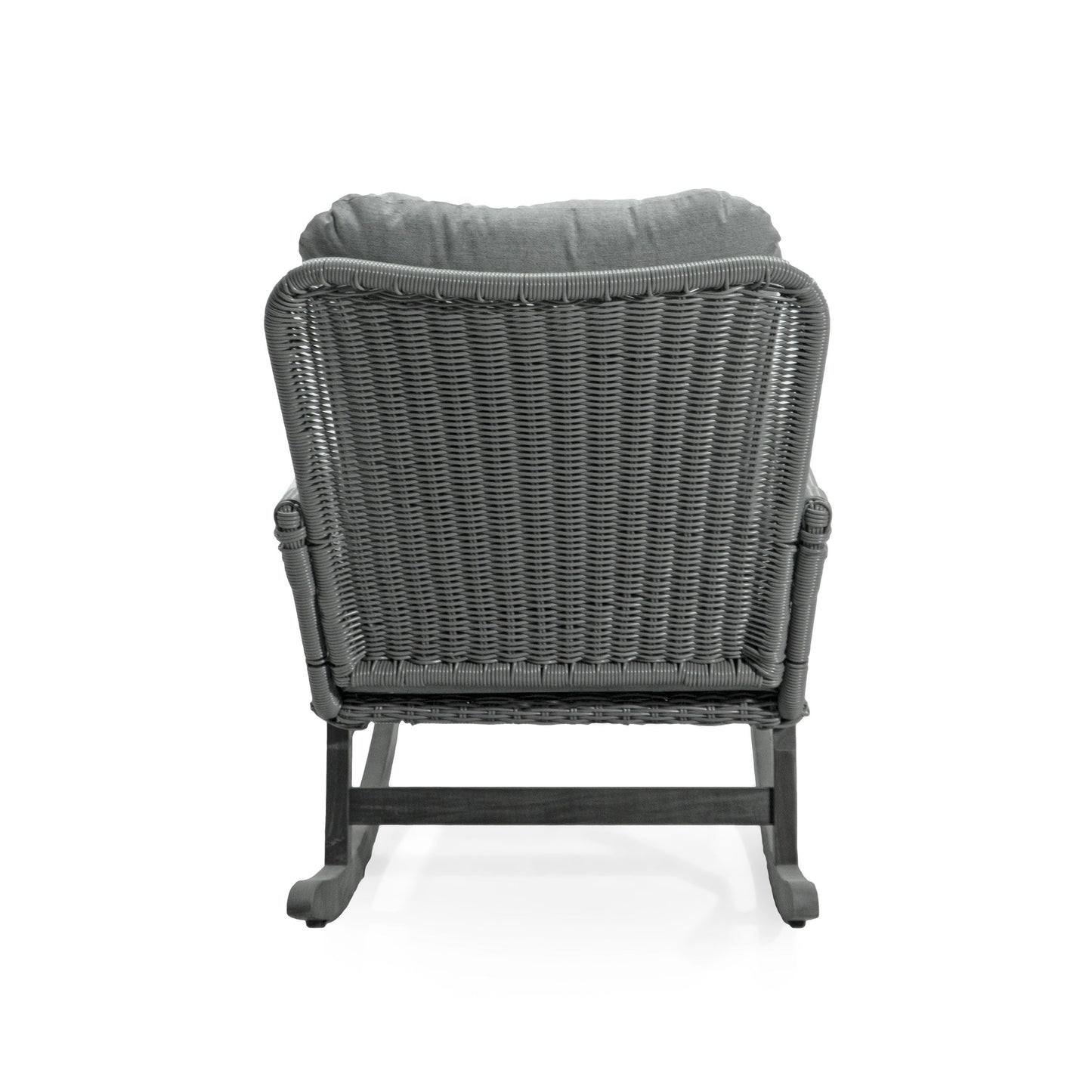 Contemporary Minimalist Wicker Rocking Chair With Soft Polyester Cushions And Durable Wooden Frame - Gray