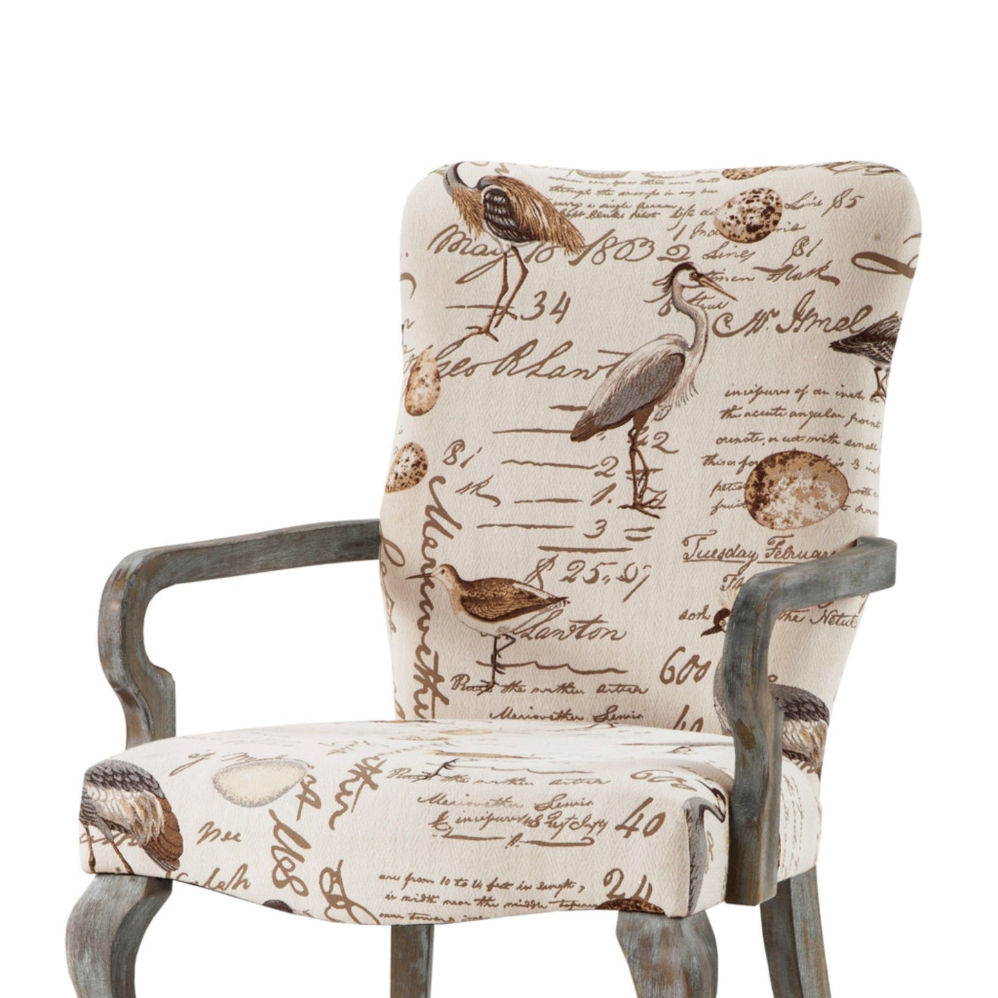 High Back Accent Chair With Goose Neck Arms - Ivory Multi