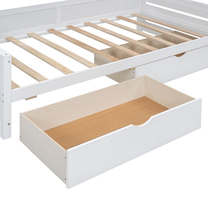 Twin Size Daybed With 2 Drawers And All In One Cabinet And Shelf - White