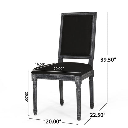 French Country Style Dining Chair Set With Upholstered Seating And Fluted Legs - Black