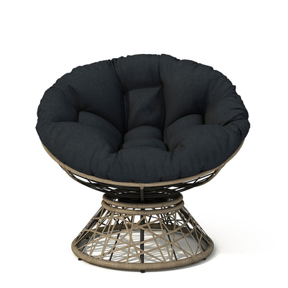 Ergonomic Wicker Chair With Cloud Thick Density Cushion, 3 Proof Cover High Capacity Iron Frame Fluid 360ÔøΩÔøΩÔøΩÔøΩÔøΩÔøΩÔøΩÔøΩÔøΩÔøΩÔøΩÔøΩÔøΩÔøΩÔøΩ Swivel - Black / Brown