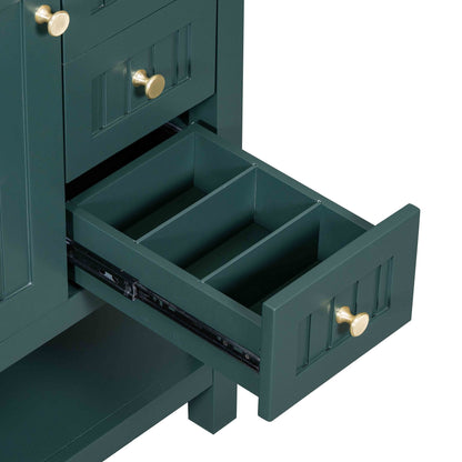 Transitional Style Bathroom Vanity Cabinet Combo With Ceramic Sink - Green