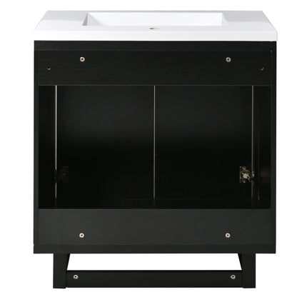 Bathroom Vanity Set With Sink, Combo Cabinet, Bathroom Storage Cabinet, Solid Wood Frame - Black