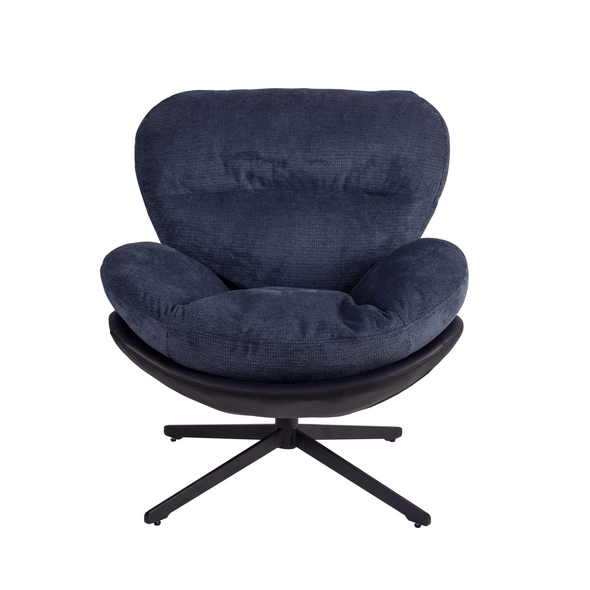 360ÔøΩÔøΩ Swivel Office Chair, Modern Chenille Chair With And Metal Base Frame, No Wheels, Accent Chair - Dark Blue