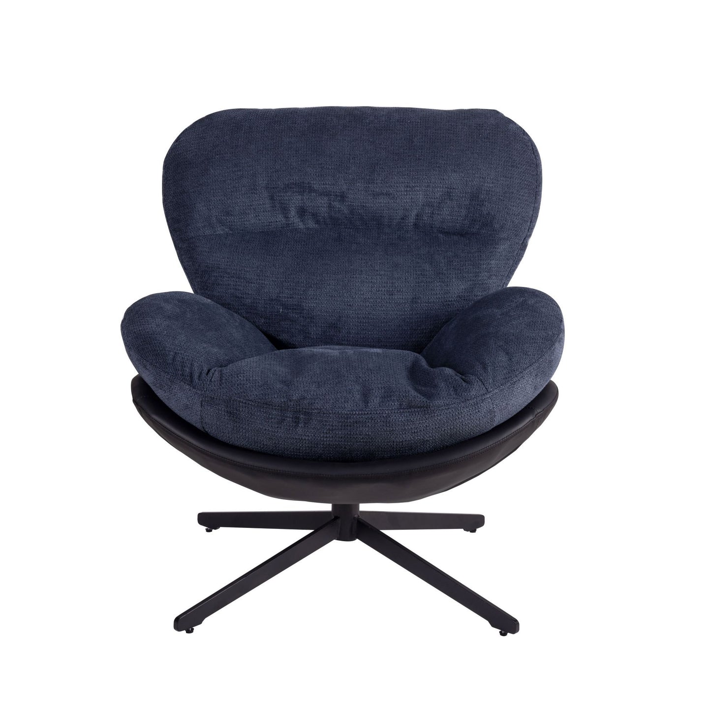 360ÔøΩÔøΩ Swivel Office Chair, Modern Chenille Chair With And Metal Base Frame, No Wheels, Accent Chair - Dark Blue