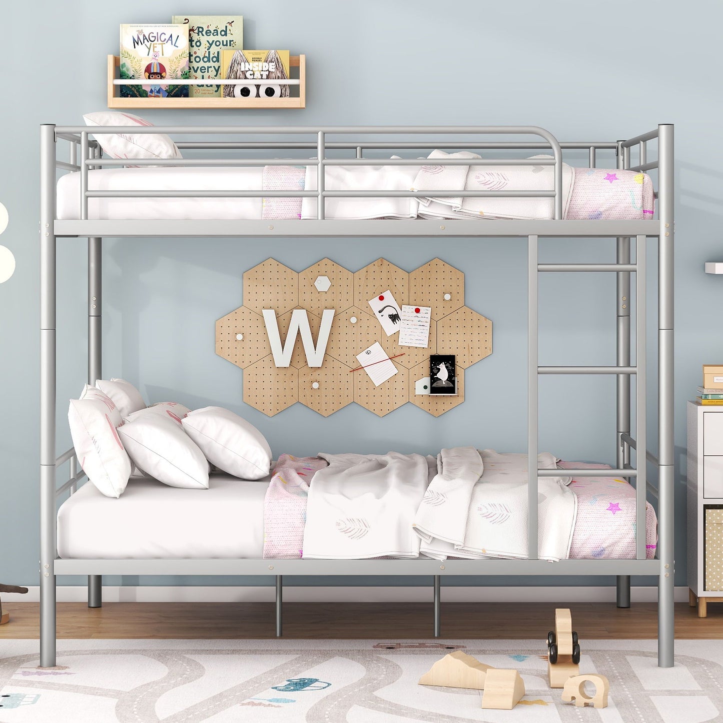 Full Over Full Metal Bunk Bed - Sliver