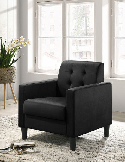 Hale - Velvet Accent Armchair With Tufting - Black