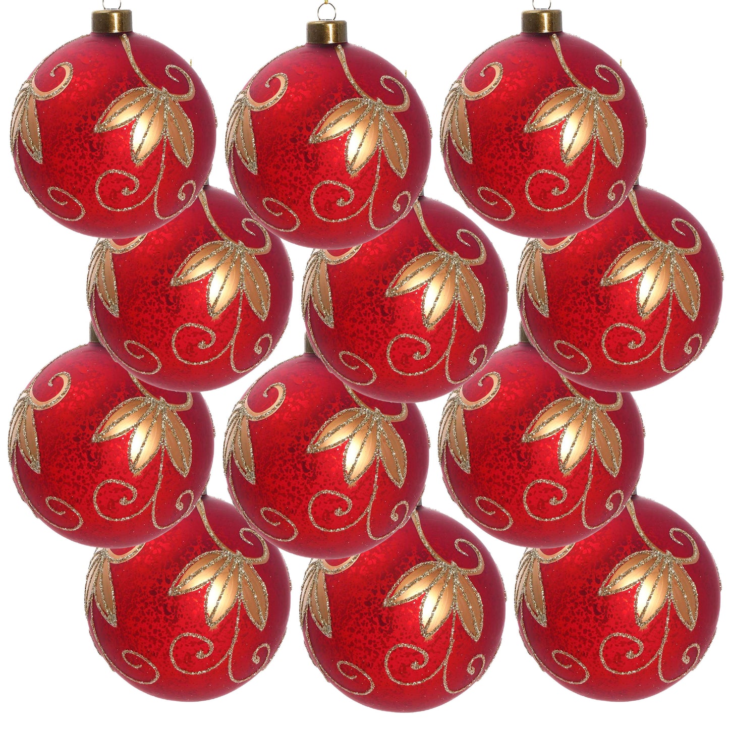 Christmas Ball Ornaments, Glass Decorative Hanging Ball Christmas Tree Ornaments For Holiday Party Decorations (Set of 12) - Red