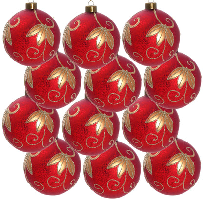 Christmas Ball Ornaments, Glass Decorative Hanging Ball Christmas Tree Ornaments For Holiday Party Decorations (Set of 12) - Red