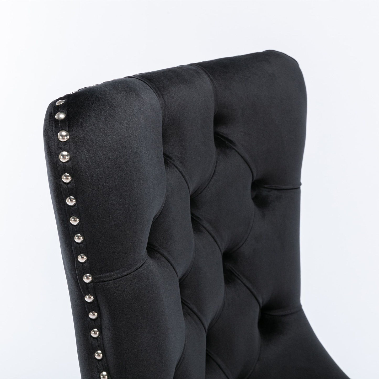 Nikki - Modern, High-End Tufted Solid Wood Contemporary Velvet Upholstered Dining Chair With Wood Legs Nailhead Trim (Set of 2) - Black