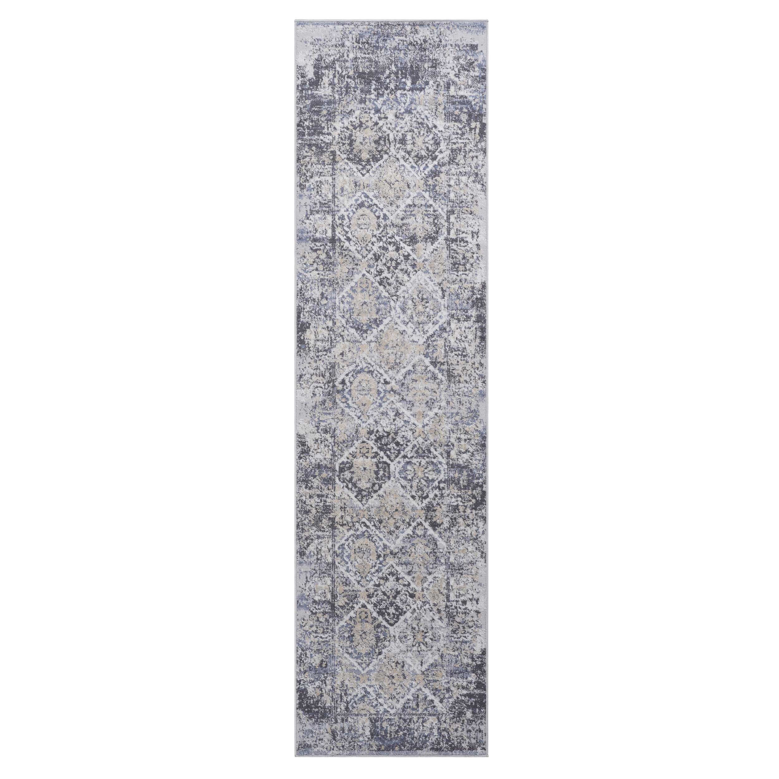 Payas - 2' X 8' Traditional Runner Rug - Gray / Blue