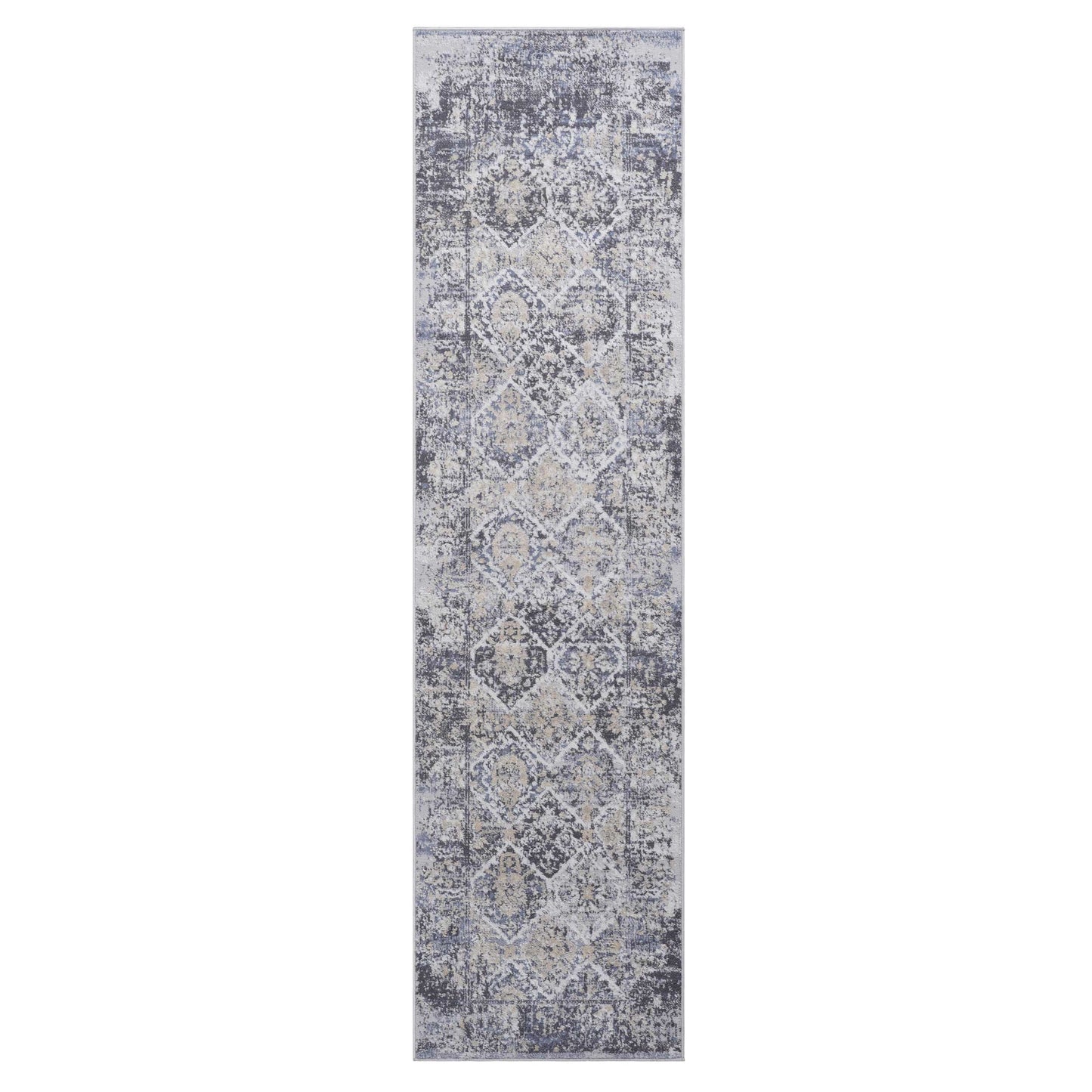 Payas - 2' X 8' Traditional Runner Rug - Gray / Blue