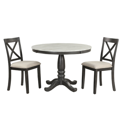 5 Pieces Dining Table And Chairs Set For 4 Persons, Kitchen Room Solid Wood Table With 4 Chairs - Gray