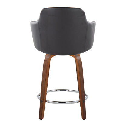 Boyne - Contemporary Fixed Height Counter Stool With Swivel With Round Footrest (Set of 2) - Walnut / Black