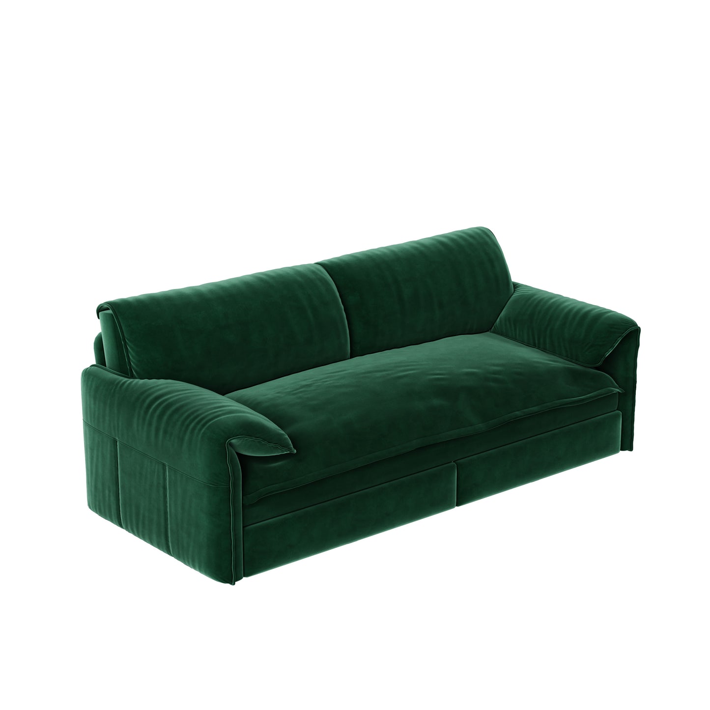 Queen Pull Out Sofa Bed, 3 In 1 Convertible Sleeper Sofa With Side Storage Multifunctional Velvet Loveseat Bed For Living Room - Green