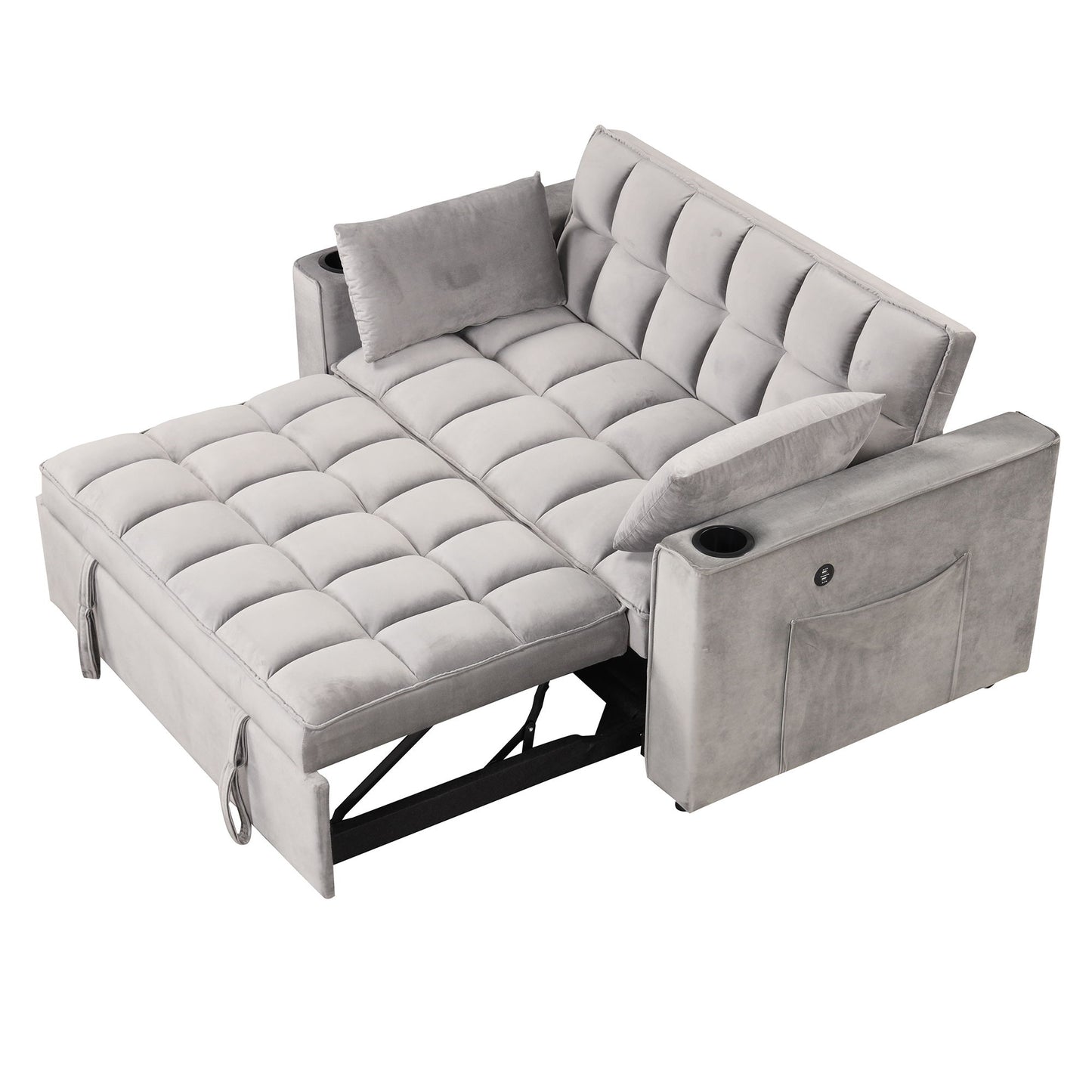 Multi Functional Sofa Bed With Cup Holder And USB Port For Living Room Or Apartments - Gray