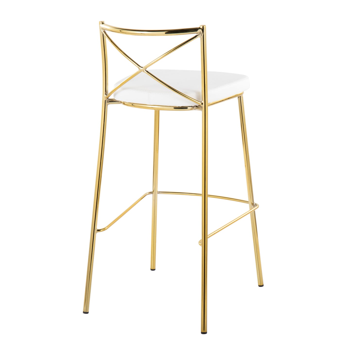 Modern Charlotte - Contemporary Fixed Height Barstool (Set of 2) - Gold / White