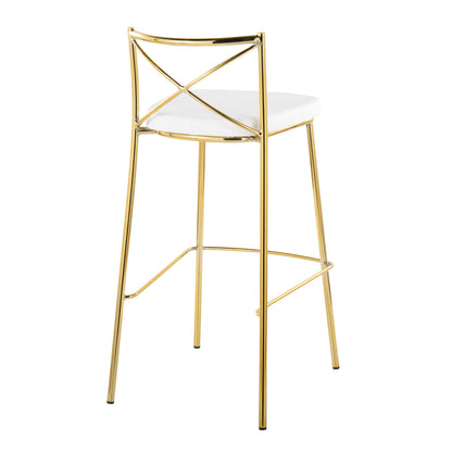 Modern Charlotte - Contemporary Fixed Height Barstool (Set of 2) - Gold / White