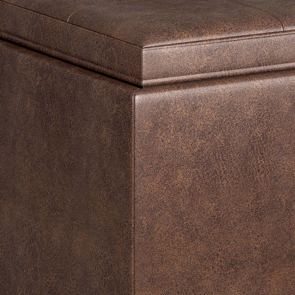 Avalon - 5 Piece Storage Ottoman - Distressed Chestnut Brown