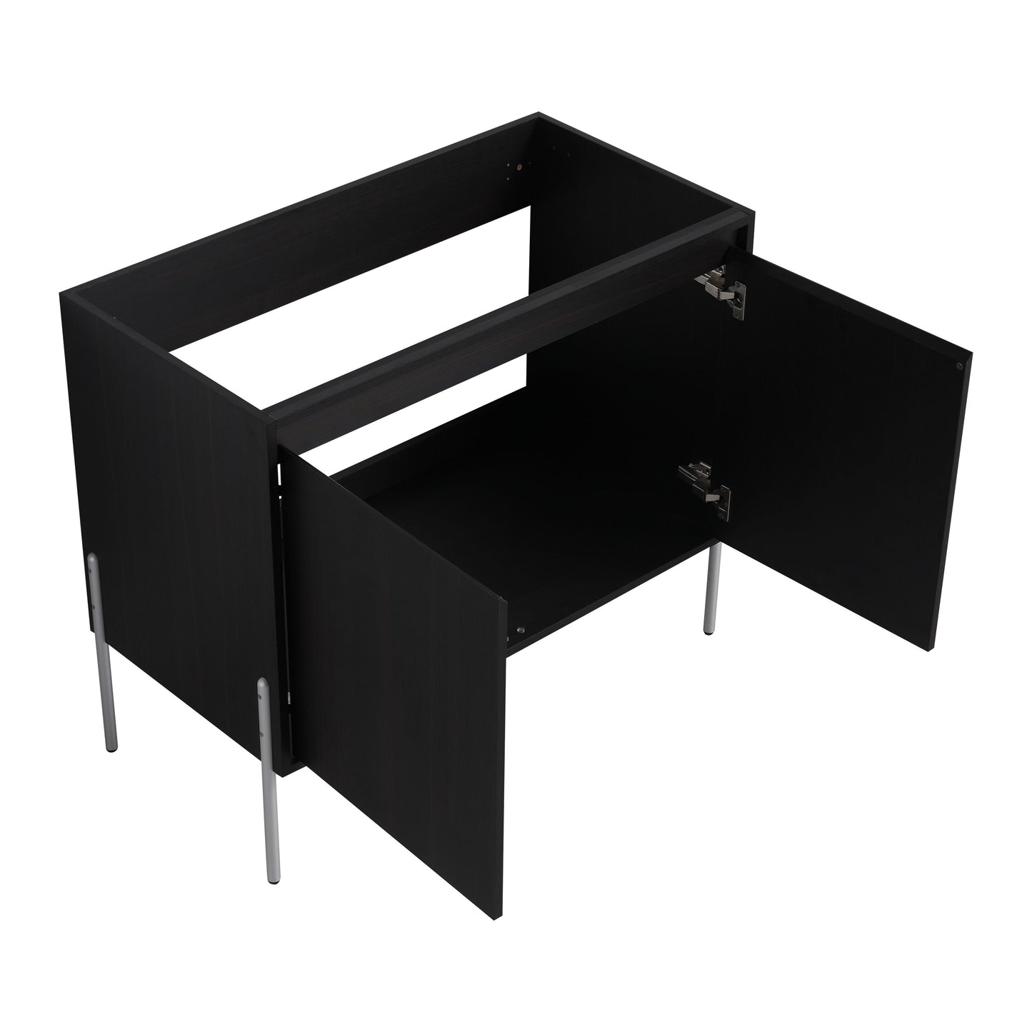 Minimalist 36" Freestanding Bathroom Vanity With Resin Sink And Storage Cabinet - Dark Oak