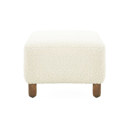 Elegant Ottoman Upholstered Footrest With Durable Polyester Blend And Solid Frame - White